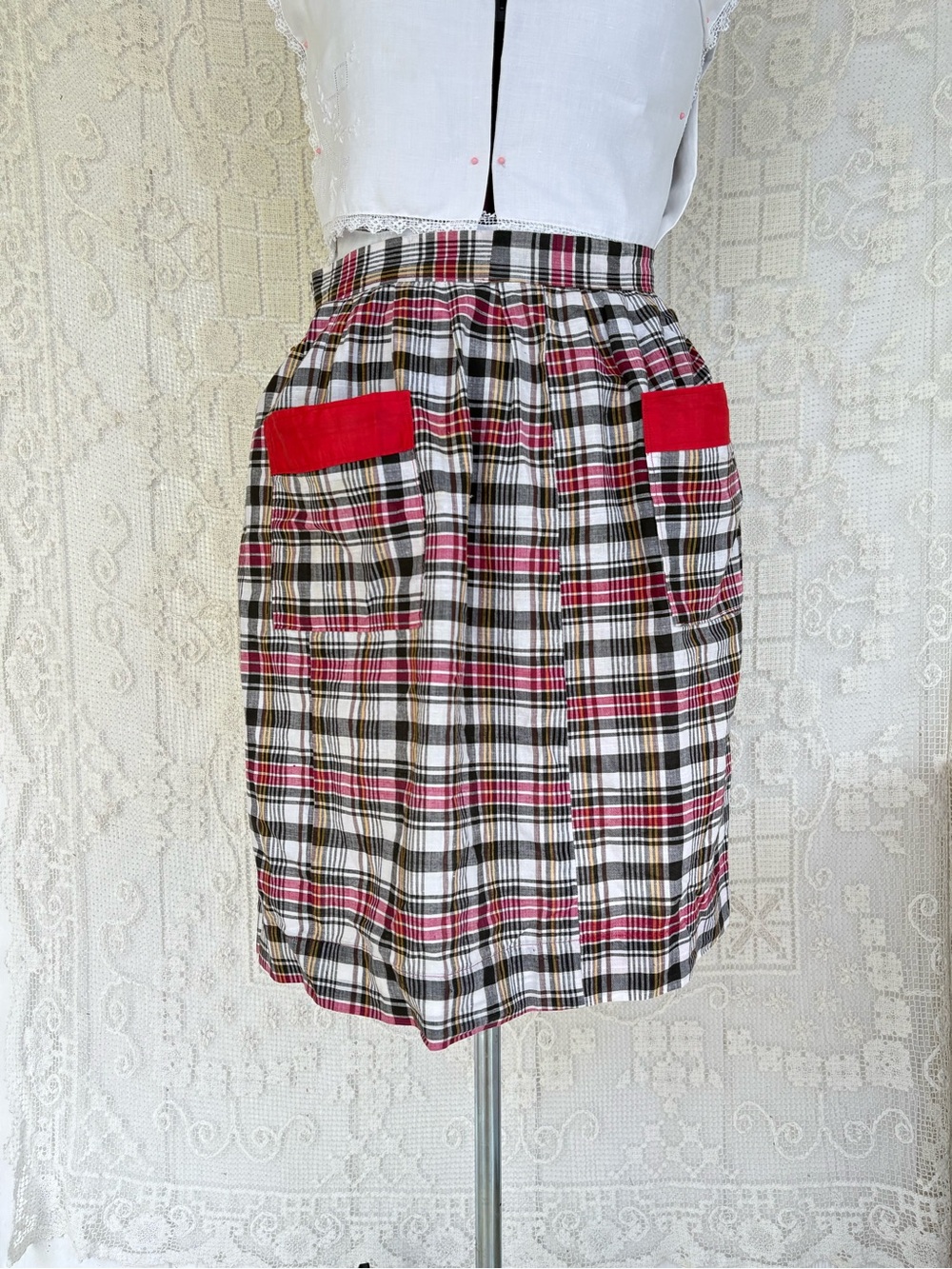 Vintage Plaid Cotton Apron